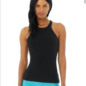 Alo Ribbed Insight Black Tank Top